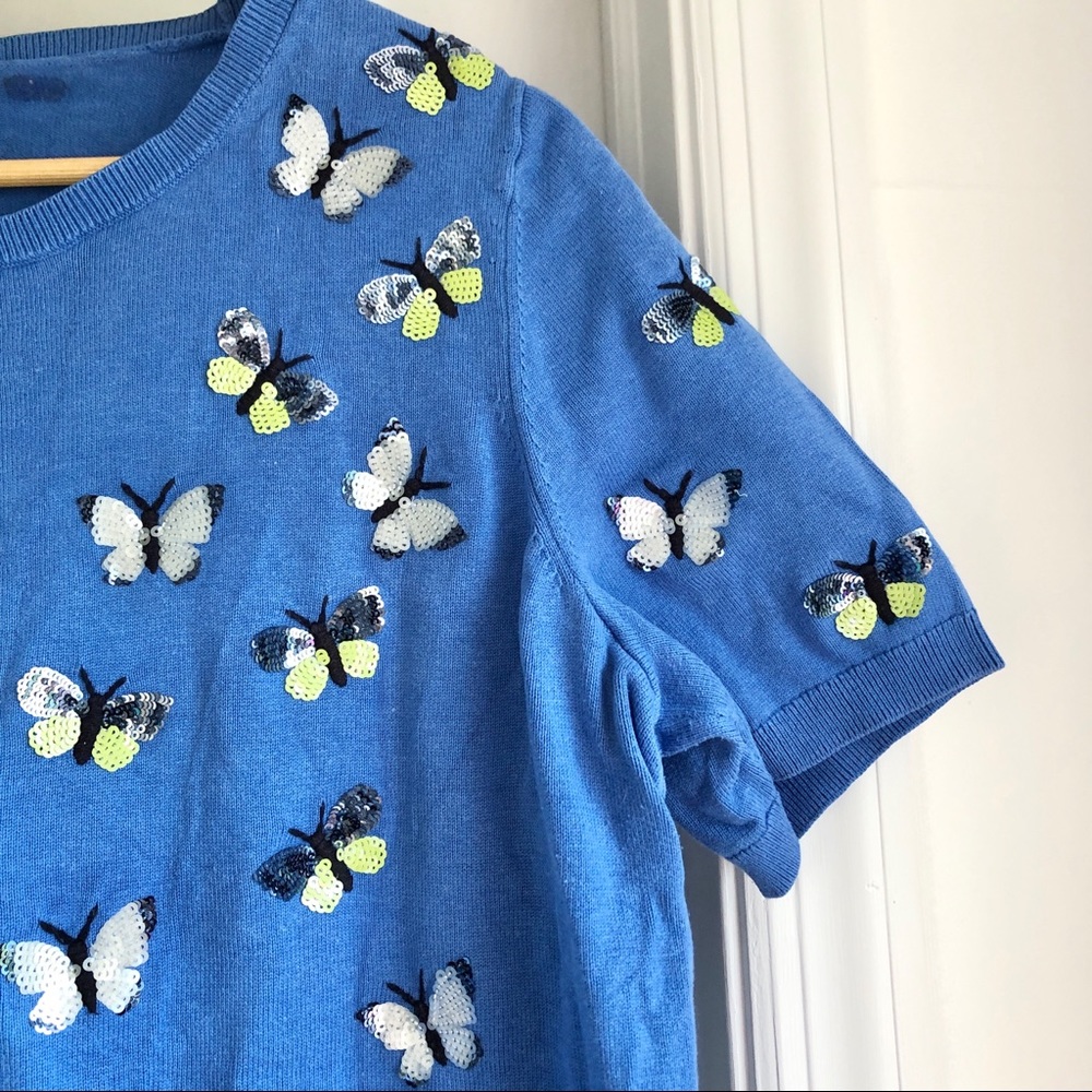 TALBOT  Sequin Butterfly Sweater Tee - Picture 3 of 7